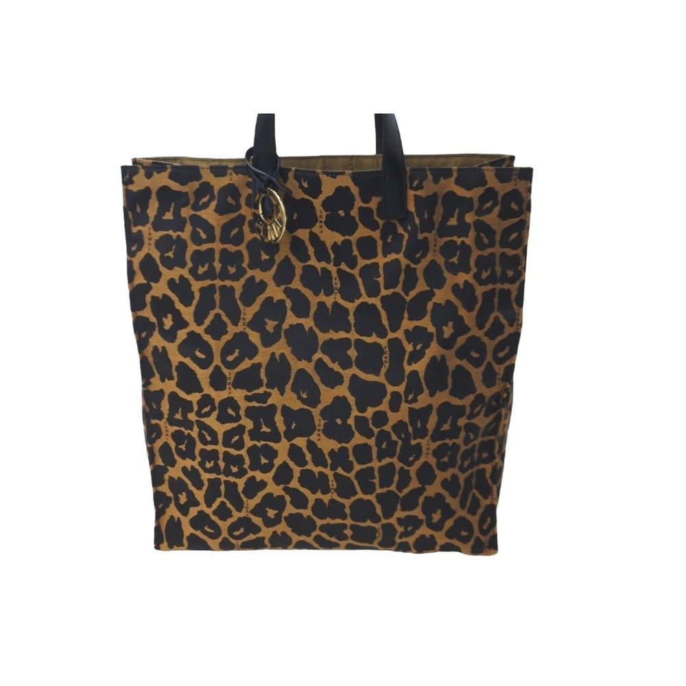 Fendi Black Leopard Animal Tote Brown Bag